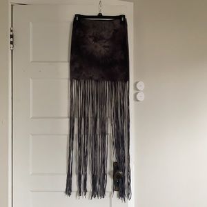 Tie Dye Long Fringe Skirt